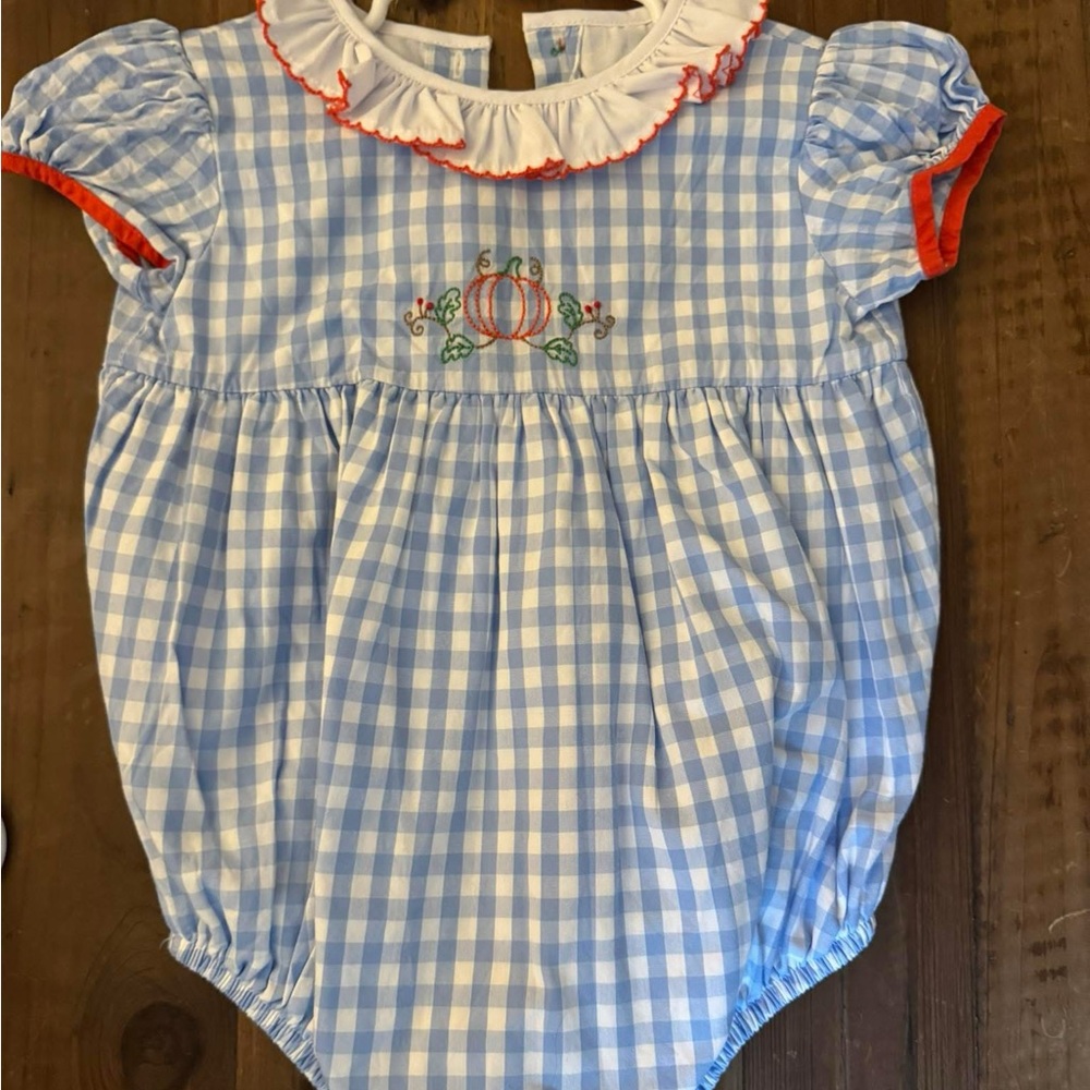 Blue and White Gingham Kids One Piece